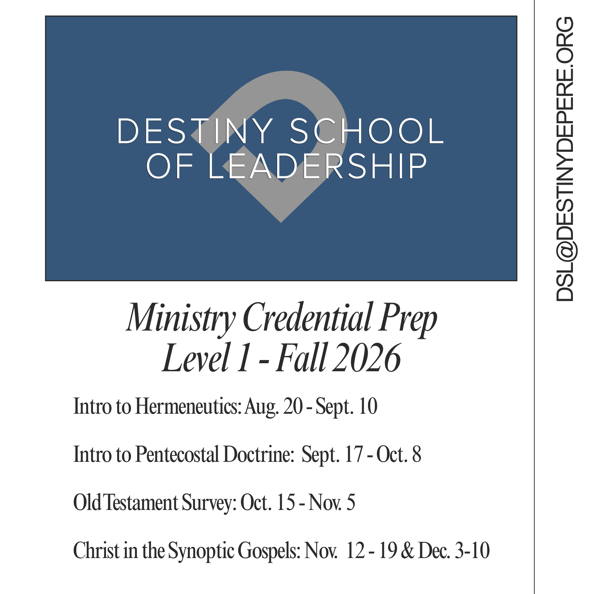 Level 1 - Fall 2026 Semester