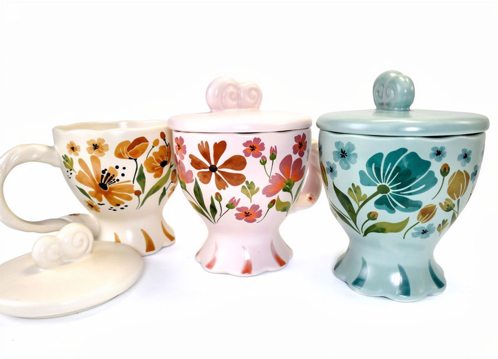 Pretty Floral Mug w/lid
