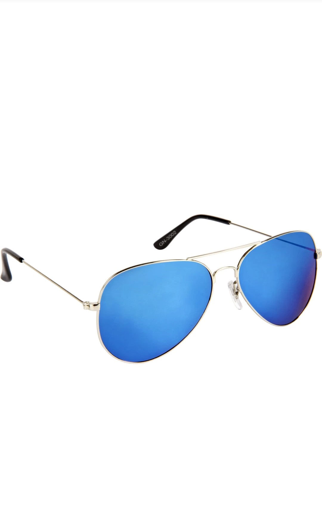 Aviator silver metal frame blue mirror shades CR UV Protaction glasses 