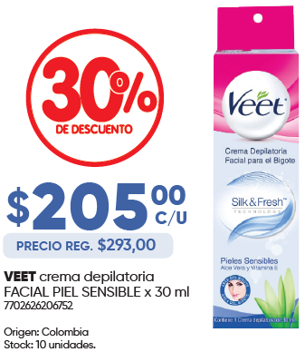 Veet crema depilatoria facial