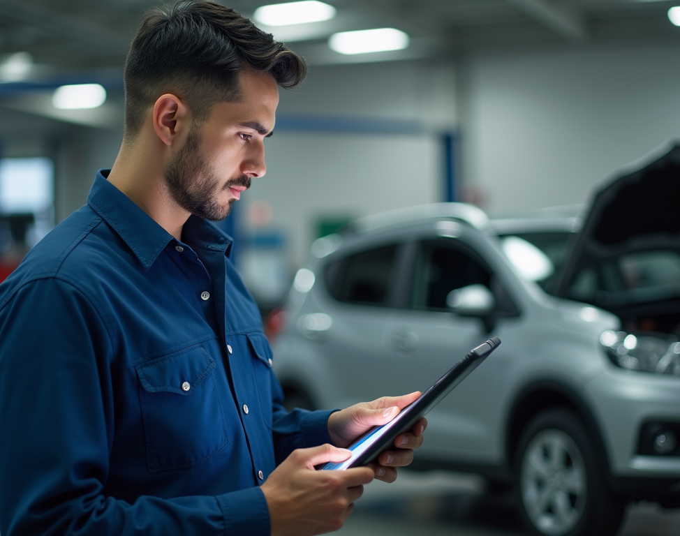 automotive tech using proscribe repair order software