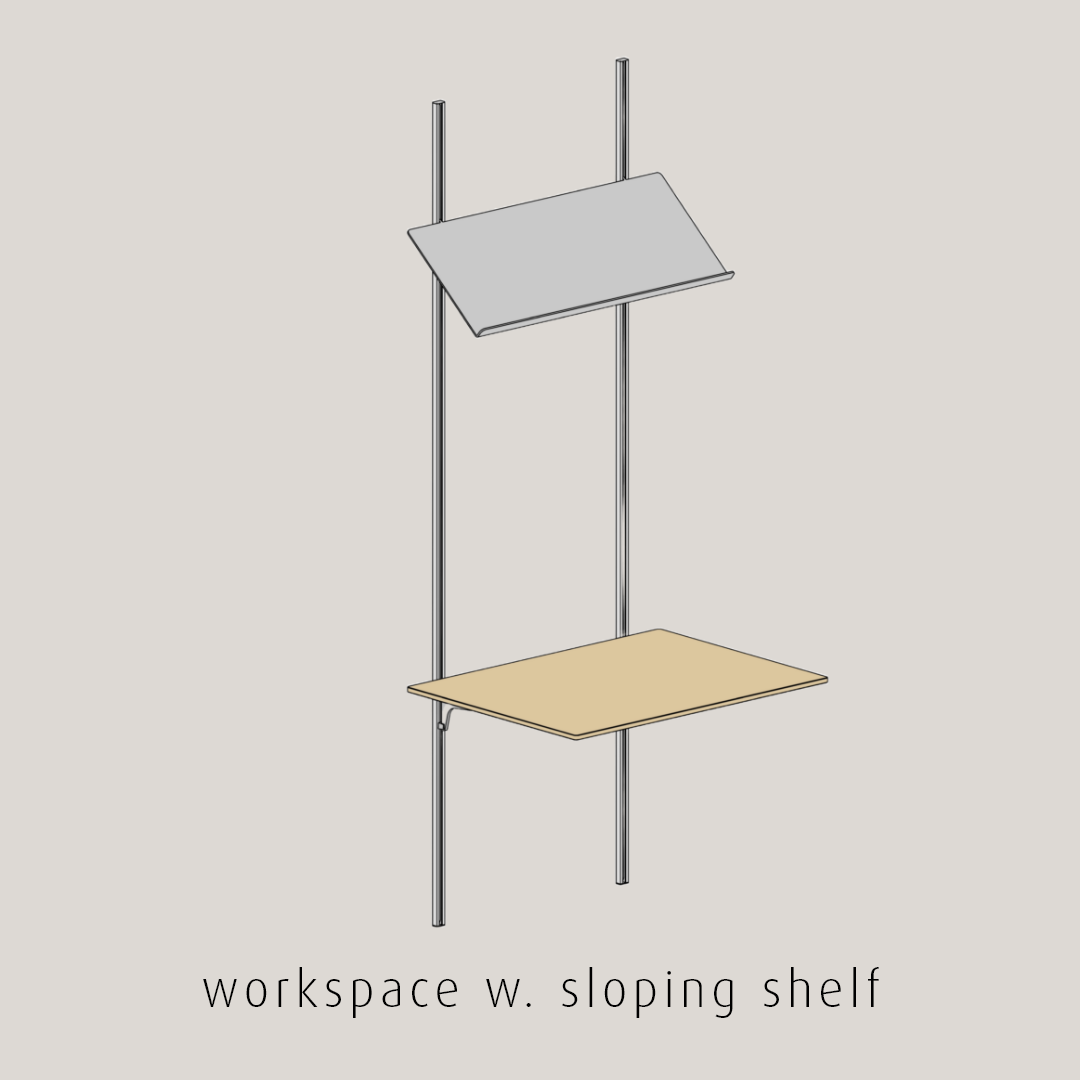 Workspace w. sloping shelf