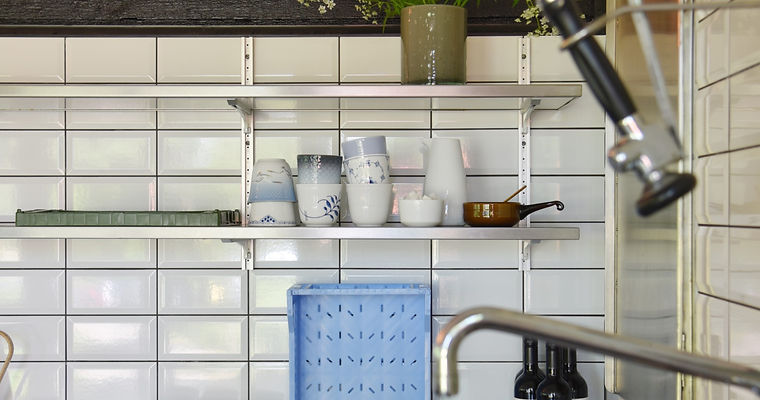 Shelving storage in restaurant