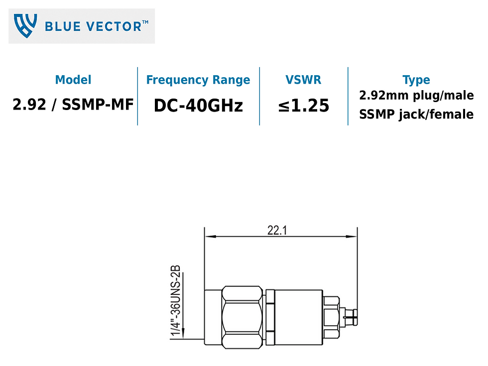 Thumbnail: 2.92mm Male to SSMP Female RF Adapter technical specifications