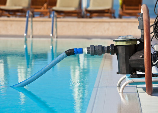 Close-up of pool pump motor being replaced