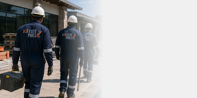 Commercial swimming pool contractor performing health and safety compliant site procedures and risk assessments
