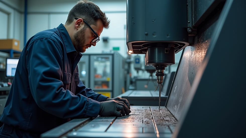 Close-up view of a skilled machinist operating a CNC machine