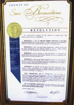 Recognition by San Bernardino County Board of Supervisors