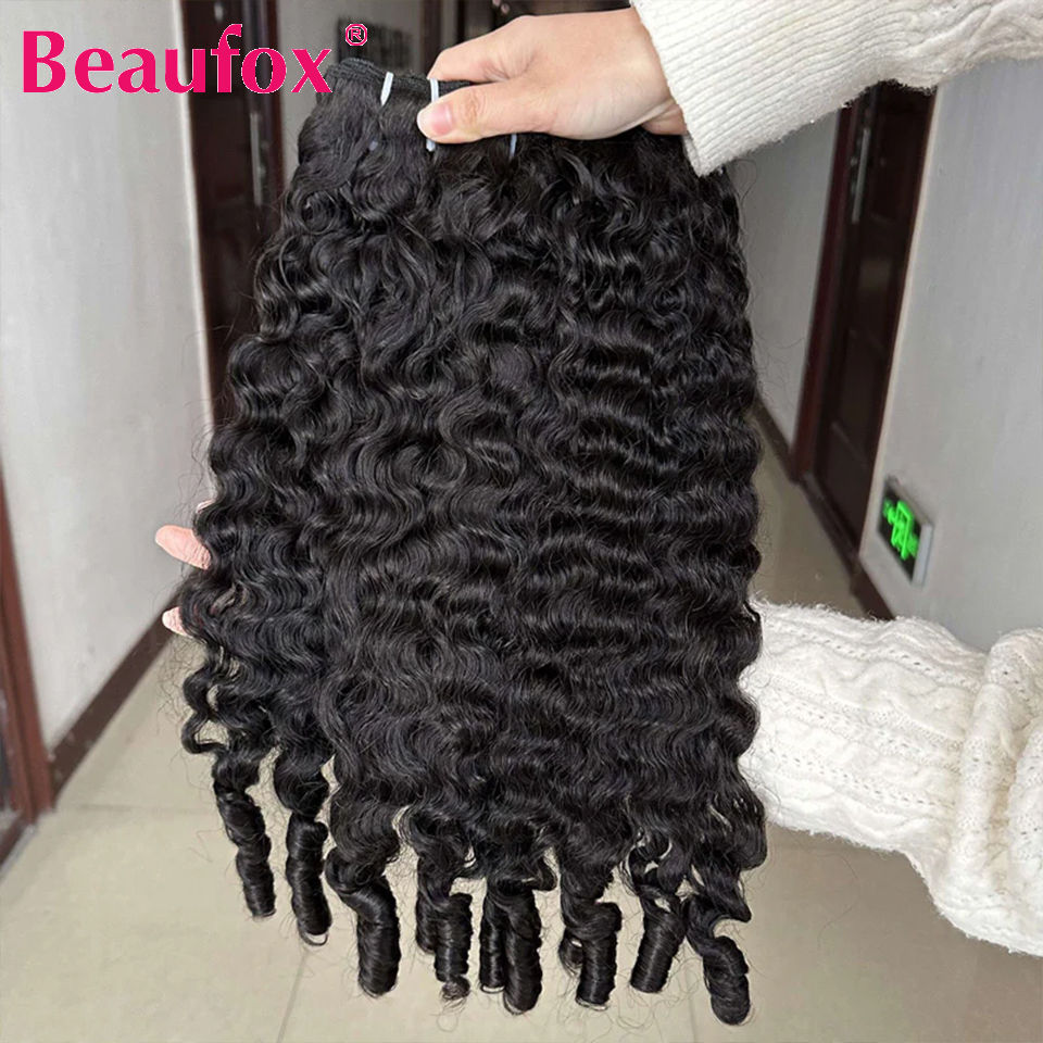 Thumbnail: Beaufox Burmese Curly Hair Bundles Pixie Curly Bundles Human Hair Virgin Water W