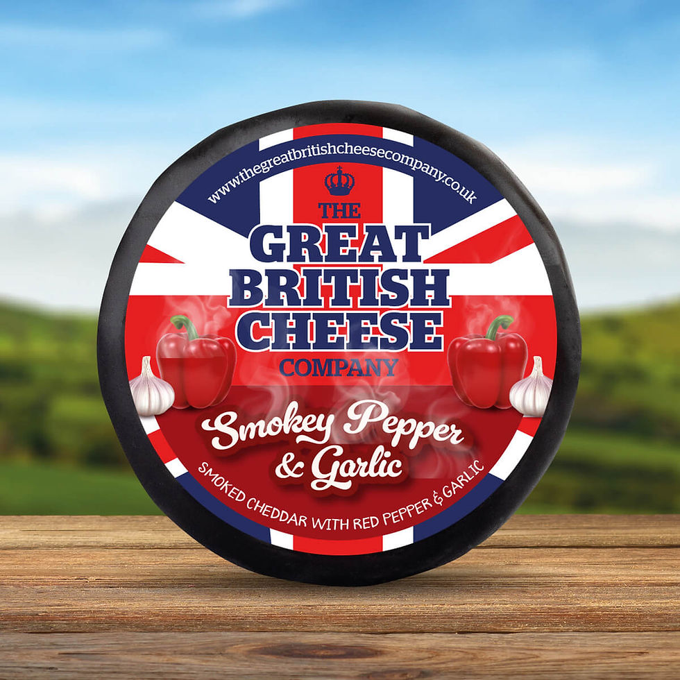 Thumbnail: Smoked garlic and red pepper cheddar truckle for cheeseboards