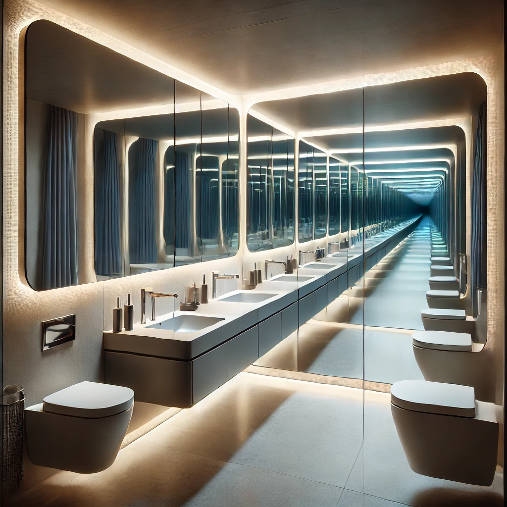 Infinity mirror in small bathroom