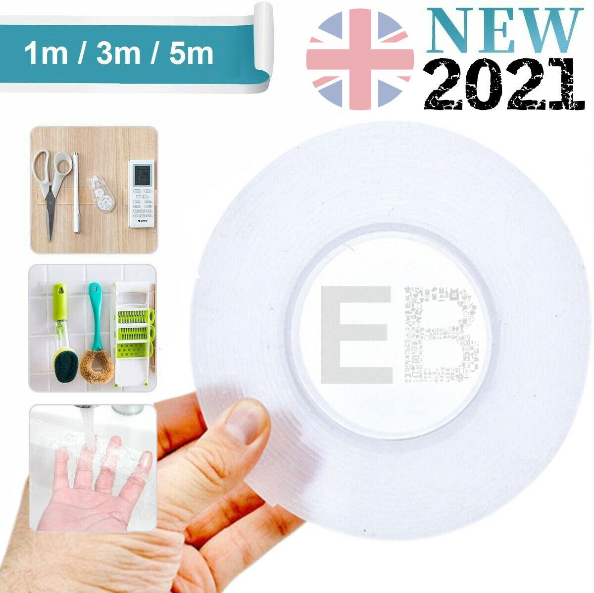 Reusable Nano Adhesive Tape Double-Sided Traceless Washable Gel Tape Anti-Slip