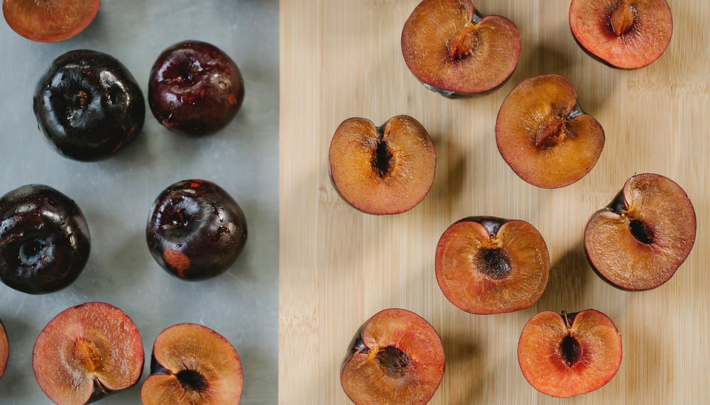 Dark Plums are used in this fruit rice pudding recipe.