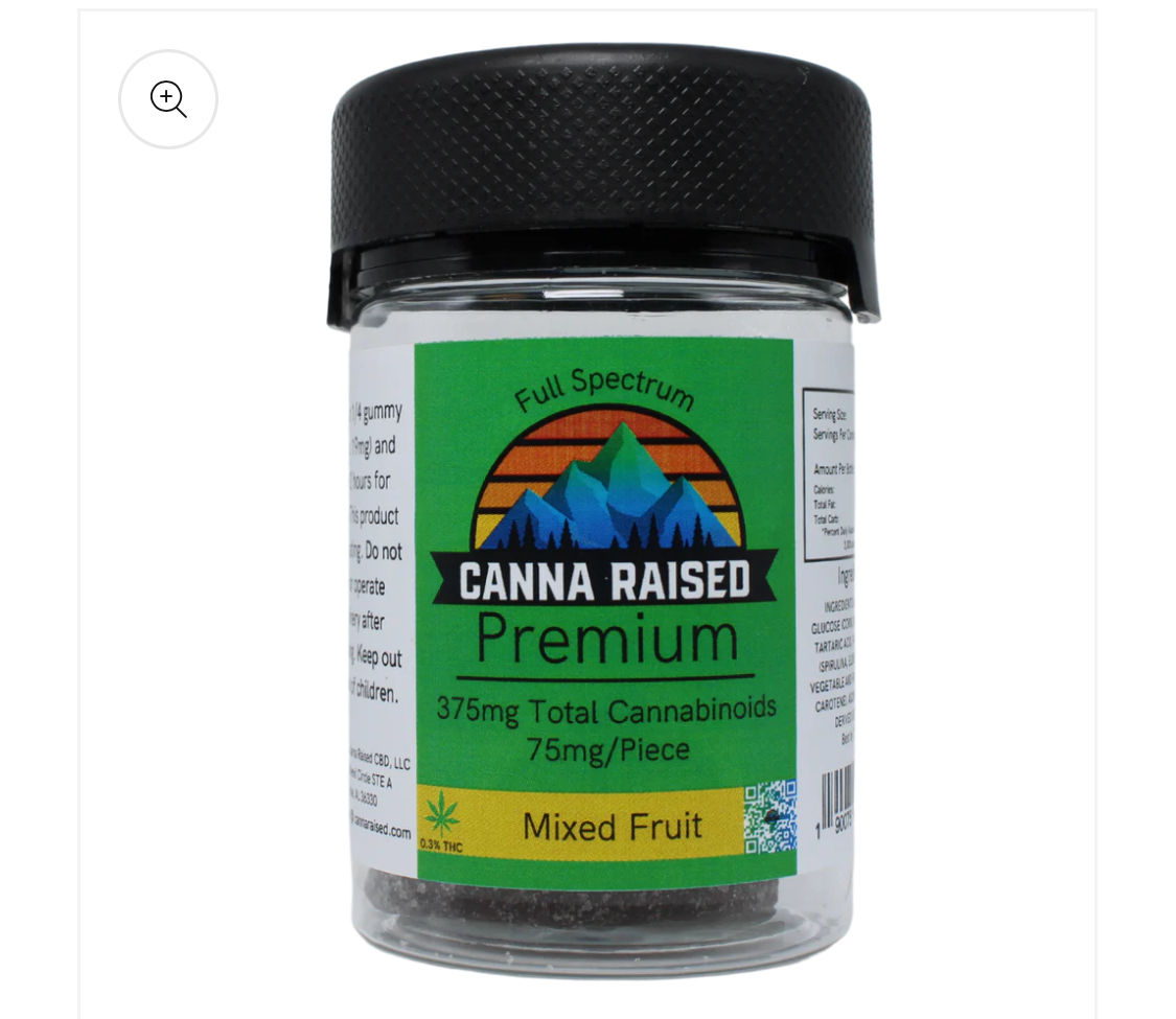 Canna Raised Premium: Delta 9 Gummies (75mg/Piece)