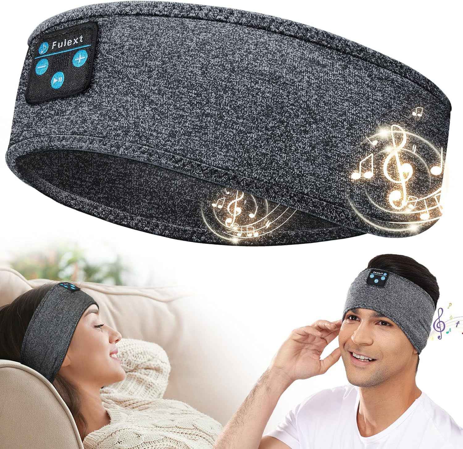 Fulext Sleep Headphones Bluetooth Headband Wireless Headband Headphones for Side