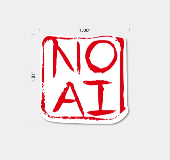 NO AI Sticker Red/White Waterproof Removable Vinyl | 3x3 or 1x1