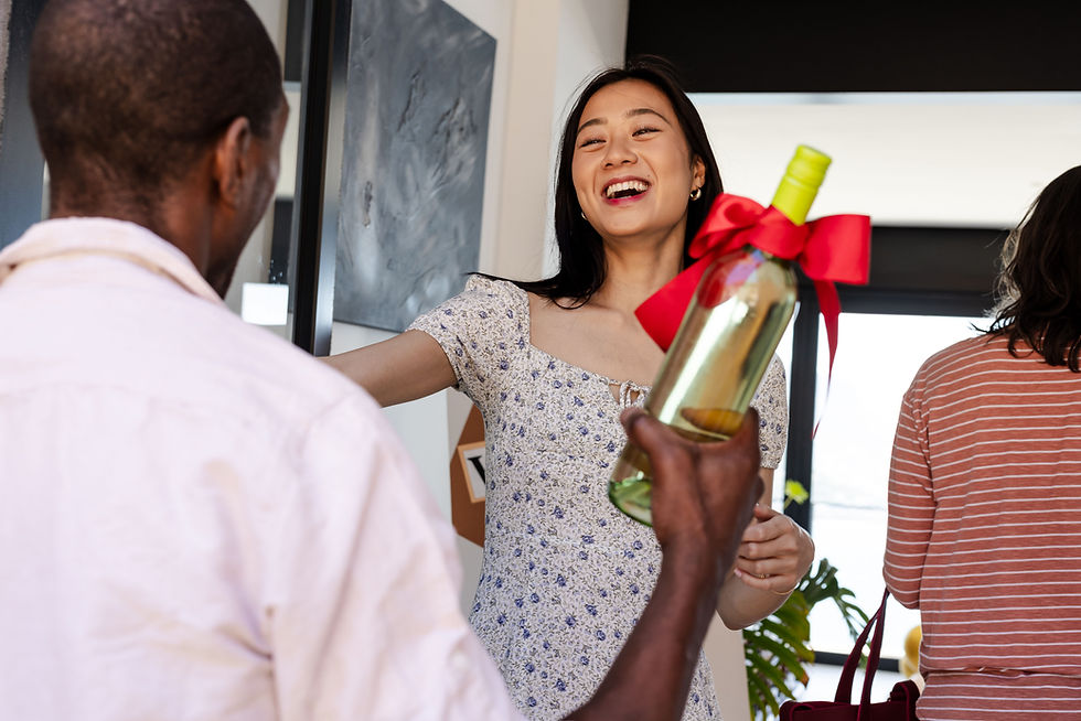 homeowner receiving wine as a gift