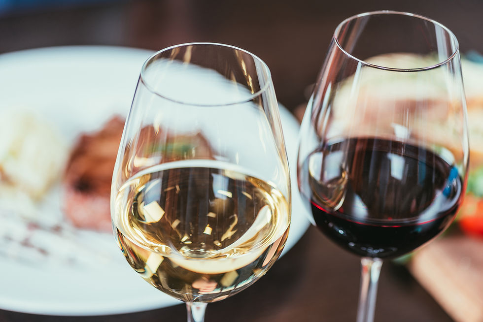 red and white wine