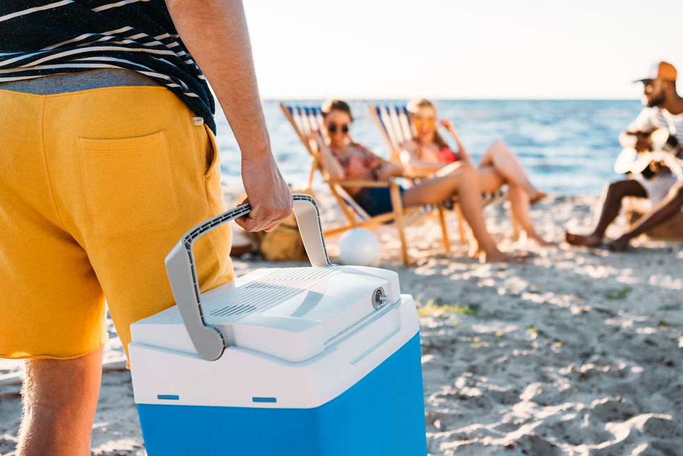man holding cooler