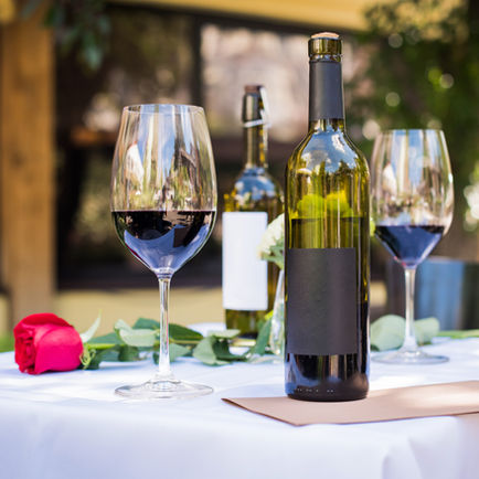 wine glasses on a table
