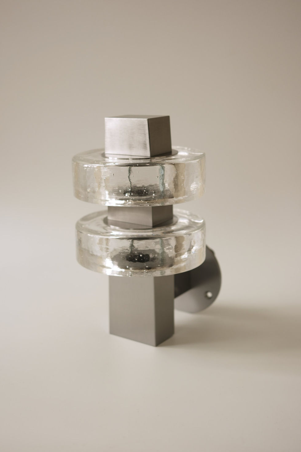 Miniature : Applique Gioiello Double, inox brossé, verre transparent