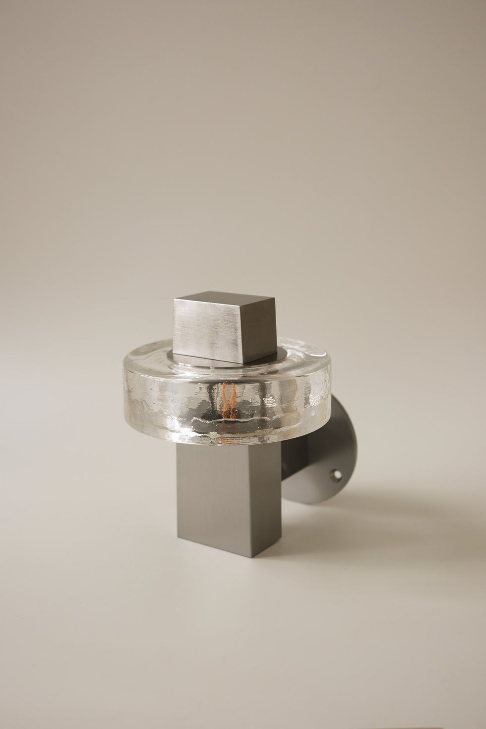 Miniature : Applique Gioiello Simple, inox brossé, verre transparent