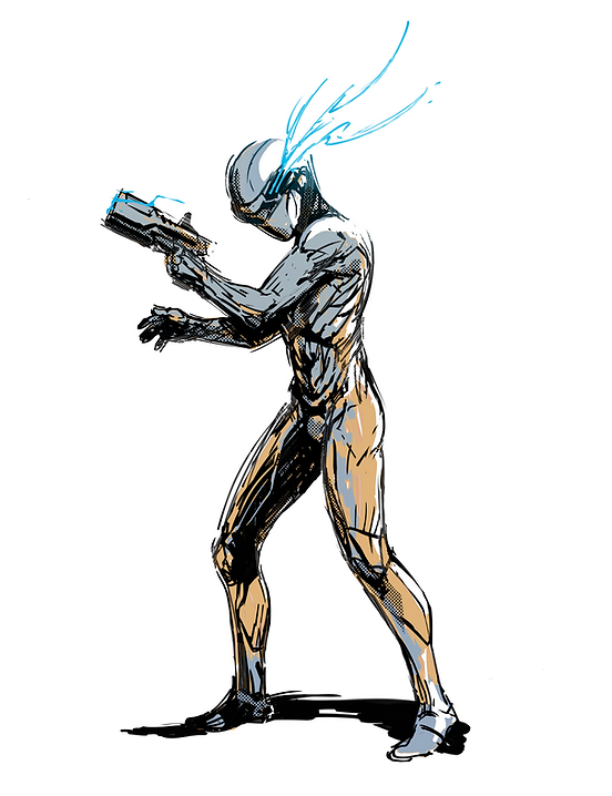 a character sketch for the preliminary ideas for characters designs in the game Spectre.