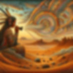 On the arid plateaus of the Southwest, a Hopi woman listens. She attunes herself to the breath of the wind, the warmth of the earth, the quiet song of the birds. Every vibration carries a message from the unseen. This visionary drawing is a tribute to sacred listening, ancestral wisdom, and the deep connection between human beings and the elements. A silent prayer woven between earth and sky.