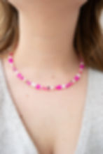 Collier fait main magenta