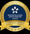 Badge InKonstellation geprüfte r Coach durch Qualität und Haltung Gold Blau