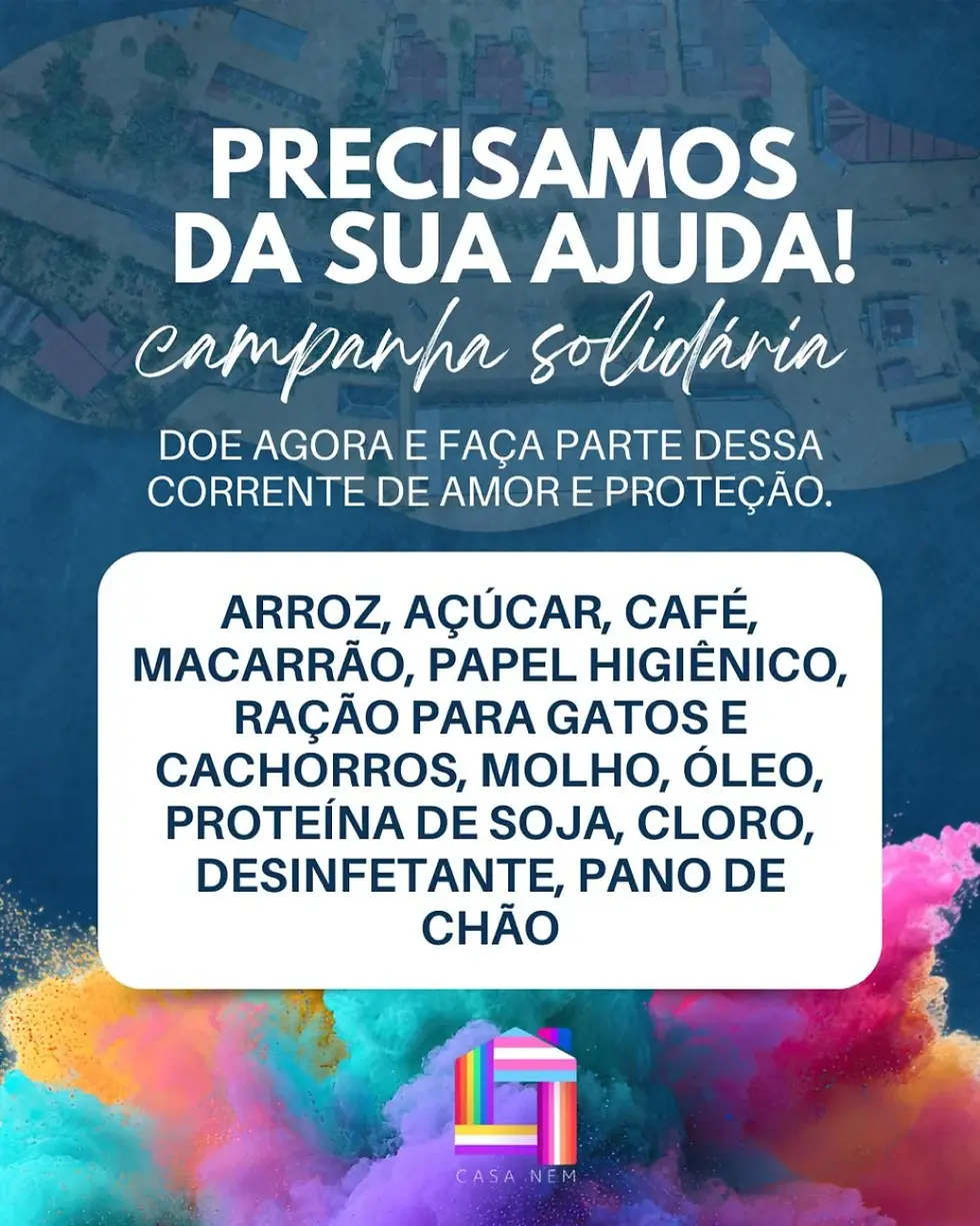 Casa NEM faz apelo urgente por doações para garantir alimentação, higiene e acolhimento no fim de ano