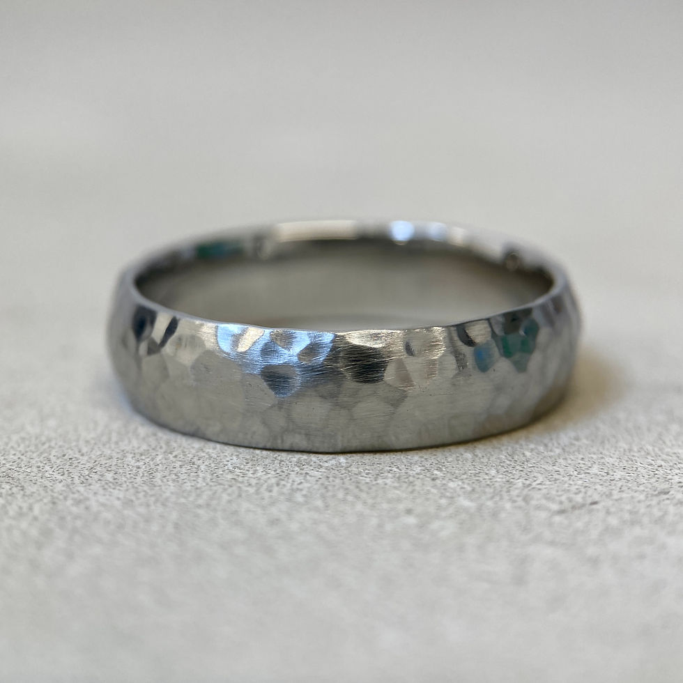 Thumbnail: Matte Hammered Stainless Steel Domed Band - 6mm