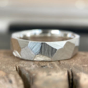 Faceted Argentium Silver Ring - 6mm