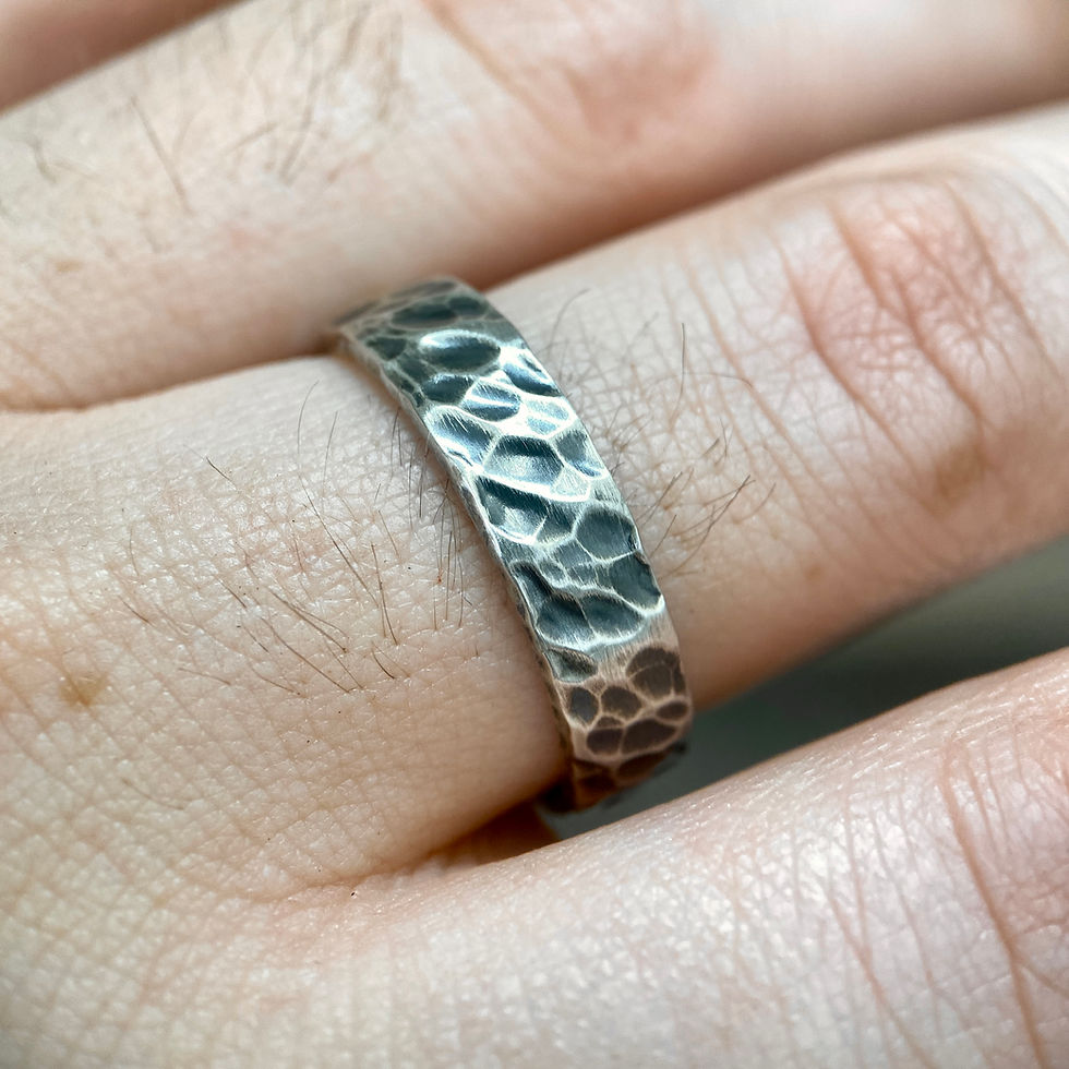 Thumbnail: Oxidised Forged Argentium Silver Ring - 3mm to 6mm