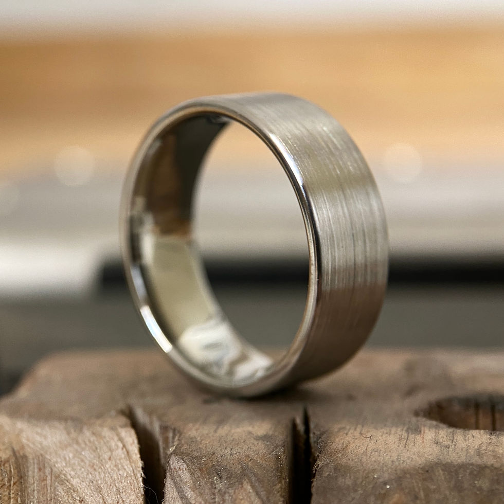 Thumbnail: Flat Brushed Stainless Steel Ring - 8mm