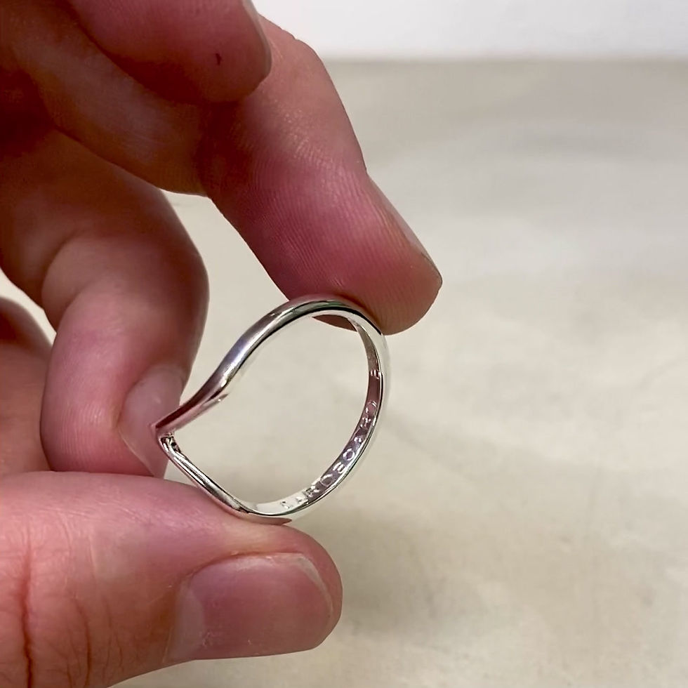 Thumbnail: Handmade wishbone silver ring chevron band