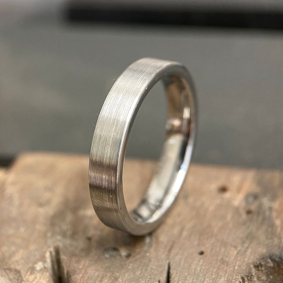 Thumbnail: Flat Brushed Stainless Steel Ring - 4mm