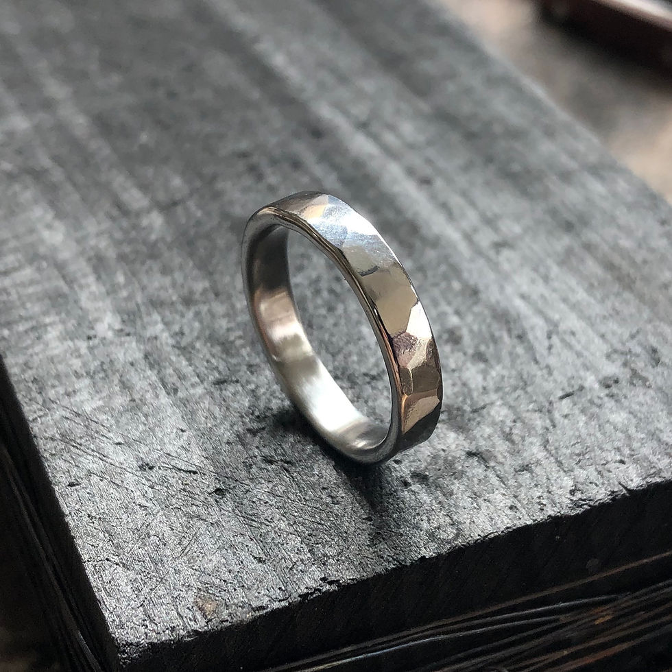 Thumbnail: 4mm Hammered Stainless Steel Ring