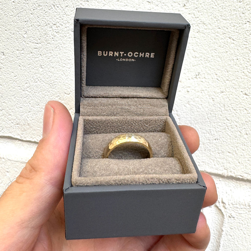 Thumbnail: Brushed Hammered Solid Gold Ring - 9ct