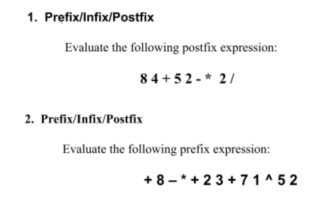 ACSL Elementary - Evaluate Prefix or Postfix Expressions content media