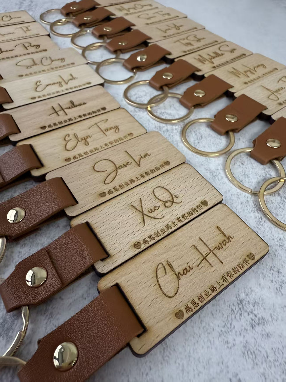 Thumbnail: Personalized Wooden Rectangle Keychain