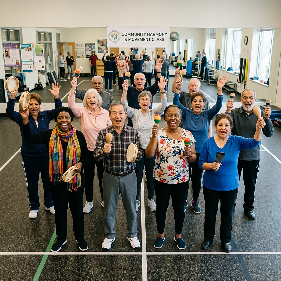 Nano Banana 2 - Elderly men and women of multicultural backgrounds_ cheerfully singing_ th