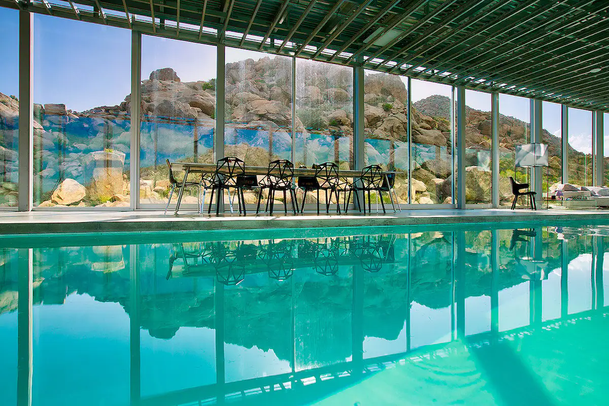 indoor pool at Invisible House wedding venue in Joshua Tree