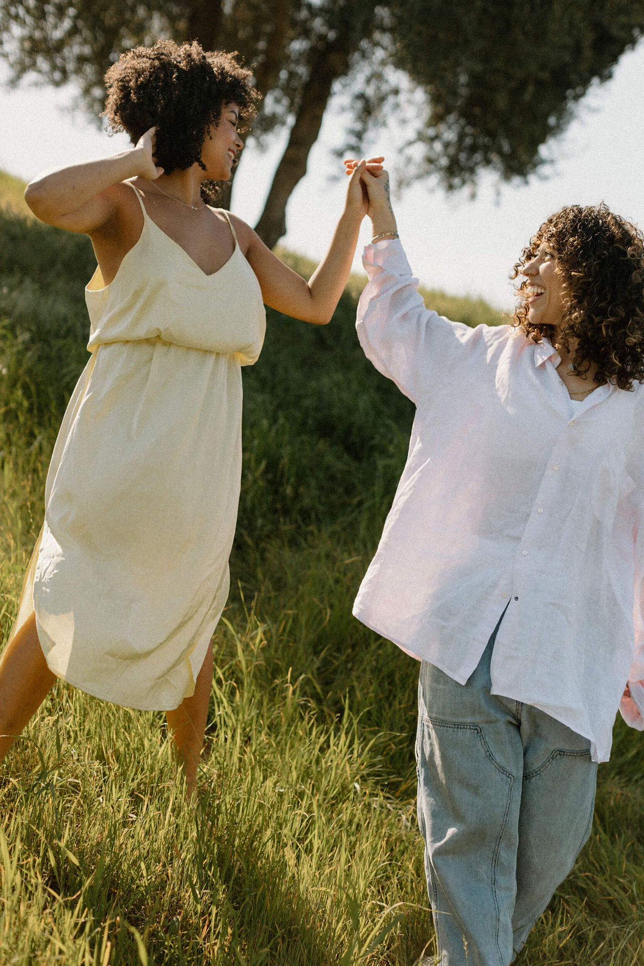 lgbt engagement session in field in los angeles