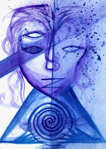 Abstract watercolor of third eye, indigo face in light and shadow.jpeg