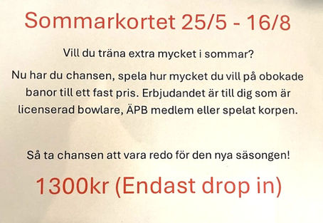 Sommarkortet i bowlinghallen 2026