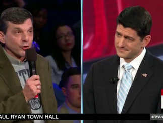 Paul Ryan confronted by a cancer patient (a lifelong Republican) who says Obamacare saved his life
