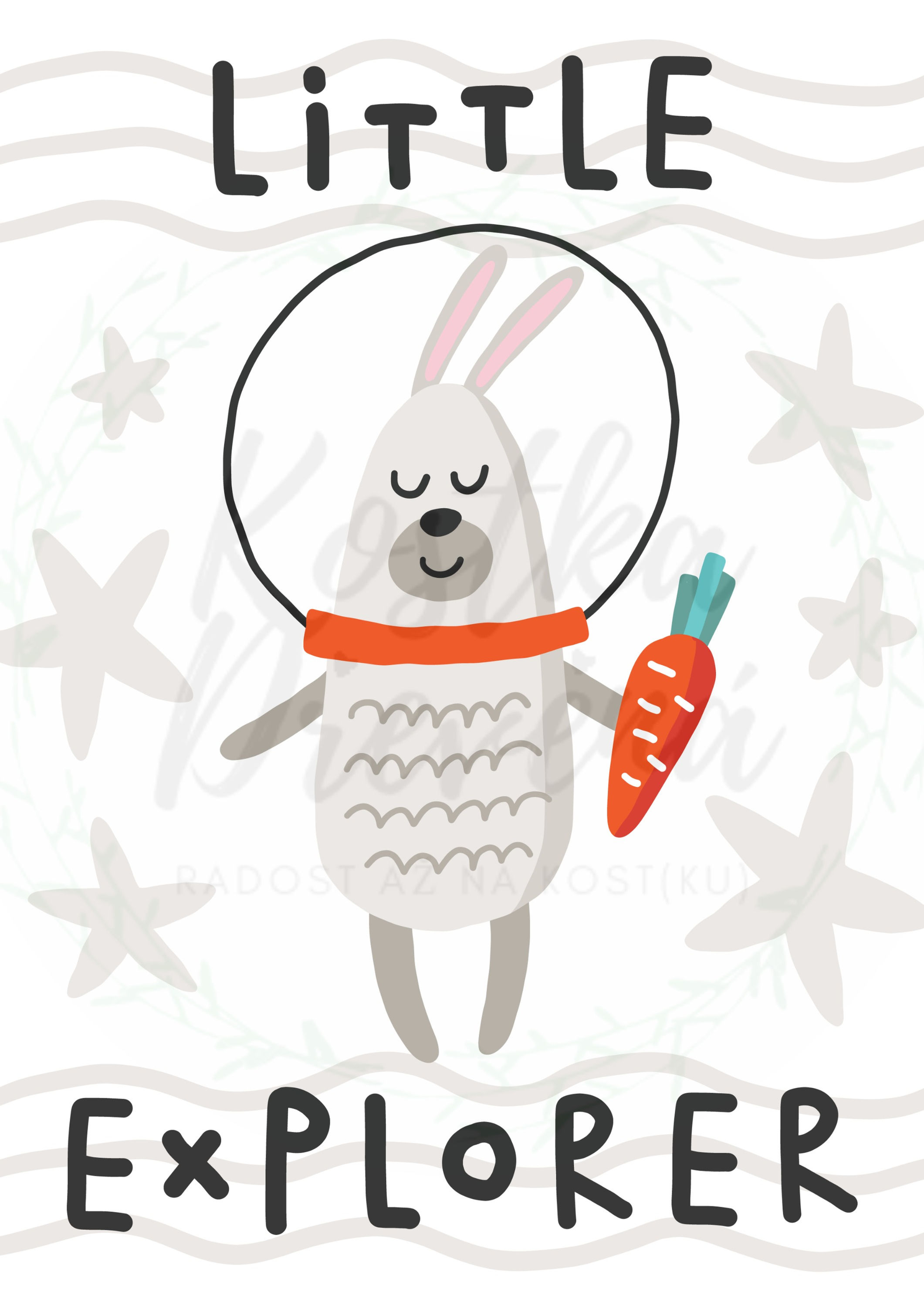 Plakát zajíc astronaut 12 ke stažení