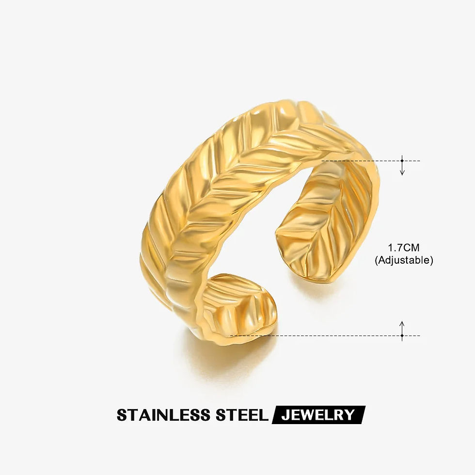 Thumbnail: 316L Stainless Steel Shell Rings for Women Adjustable Gold Color Little Star Ope