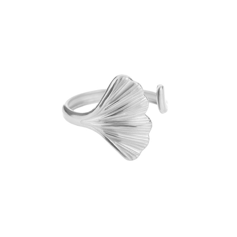 Thumbnail: 316L Stainless Steel Shell Rings for Women Adjustable Gold Color Little Star Ope
